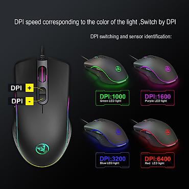 expert: Игровая мышь HXSJ A867 - RGB-подсветка, 0 DPI, высококачественный — 2