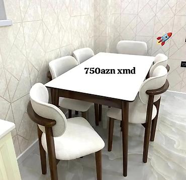 oyun stul: Mətbəx üçün, Yeni, Açılmayan, Dördbucaq masa, 6 stul — 1