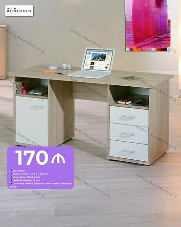 Mebel: Dördbucaq masa, Stulsuz, Polkalı, Siyirməli, Sadə laminat — 1