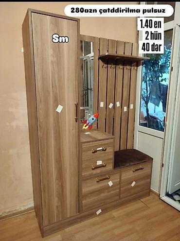 Dolablar: Yeni, 1 qapı, Güzgülü, Qəhvəyi, Açılan, Düz dolab — 1