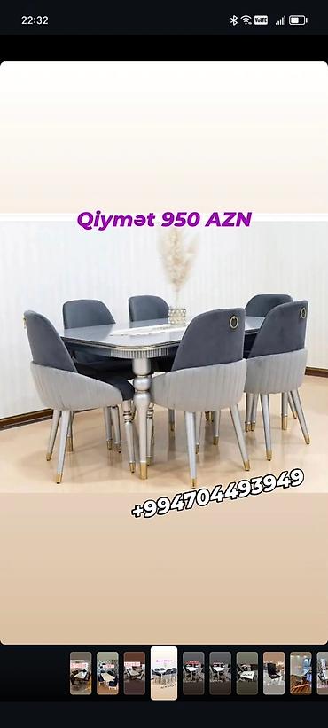 tek termolar: Qonaq otağı üçün, Yeni, Açılan, Dördbucaq masa, 6 stul — 7