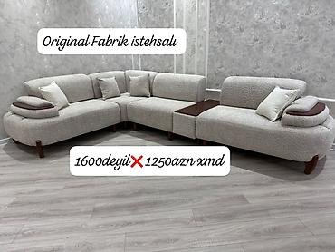 1250: Original fabrik istehsalı künc divan dəsti - Yumşaq, toxumalı parça — 1