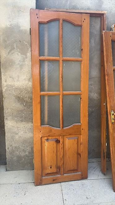 zal qapıları: Şüşəli taxta qapılar dəsti - Material: təbii ağac (şam tonunda) — 4