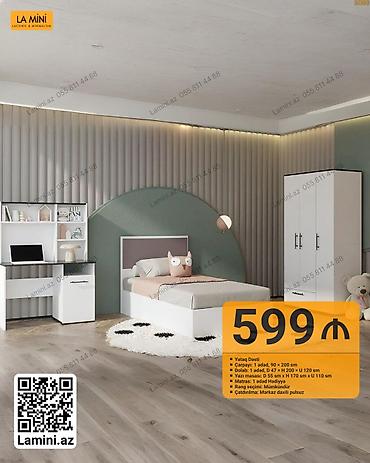 tek kiravatlar: Uşaq/Otaq Mebel Dəsti – La Mini Tərkibi və ölçülər: - Çarpayı: 1 — 1