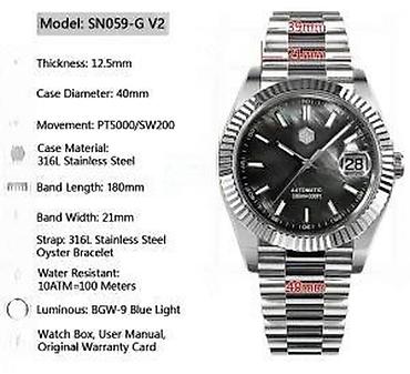 Ručni satovi: San Martin SN0059-G V2 -40mm-MOP Plava/Rolex Datejust Potpuno NOV — 22
