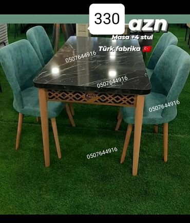 Masa və oturacaq dəstləri: Qonaq otağı üçün, Yeni, Açılan, Dördbucaq masa, 4 stul — 9