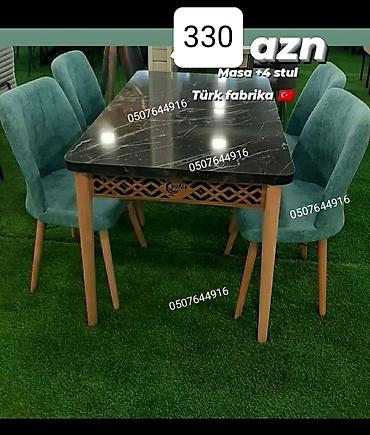 turk sekiller: Mətbəx üçün, Yeni, Açılan, Dördbucaq masa, 4 stul — 6