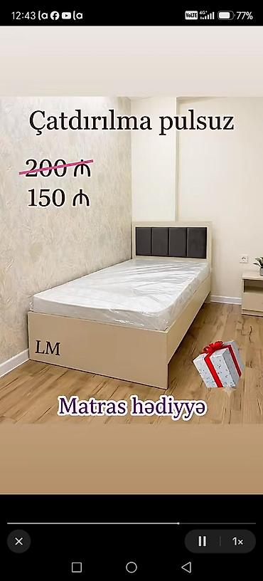 demir kravat: Tək nəfərlik çarpayı – dəmir karkas + matras - Ölçü: 90 sm x 200 sm - — 9