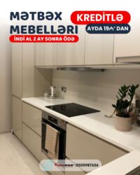 Sifarişlə mətbəx mebeli: Sifarişlə mətbəx dəsti, Özü çəkən petlələr, Mat laminat, Kredit var, Rayonlara çatdırılma, Pulsuz çatdırılma — 23