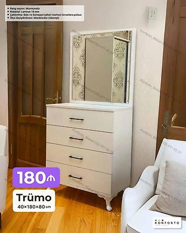 Ev və bağ: Trümo – 40×180×80 sm • Material: 18 mm laminat • Rəng seçimi — 1