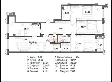 Продажа квартир: 4 комнаты, 172 м², Элитка, 12 этаж, ПСО (под самоотделку) — 5