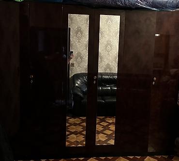 qapi taxta: Geniş həcmli 6 qapılı dəzgahlı qarderob - Korpus: tünd qəhvəyi — 1