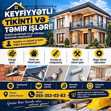 rəngsaz işi: 🏗️ KEYFİYYƏTLİ TİKİNTİ VƏ TƏMİR İŞLƏRİ! 🏠 Evinizi yeniləmək və ya — 1