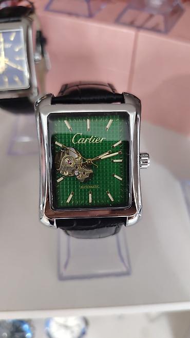 Aksesuarlar: Cartier avtomatik saat – kvadrat korpuslu, skelet pəncərəli dizayn - — 1