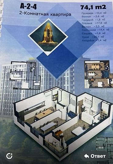 grand city: 2 комнаты, 74 м², Элитка, 7 этаж, ПСО (под самоотделку) — 3