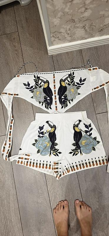 idman şort: Qadın geyim dəsti 1) Denim şort - Klassik mavi cins parça - Yüksək — 2
