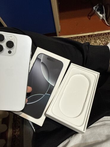 редми х: IPhone 16 Pro, Колдонулган, 256 ГБ, White Titanium, Куту, 100 %