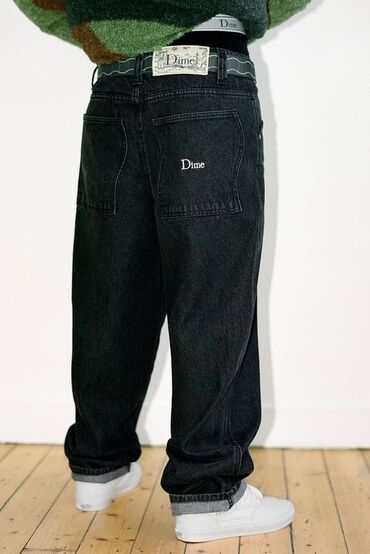 ремень кожа: Джинсы Dime Mка, свободный крой. - Цвет: выцветший черный (washed