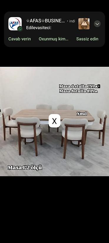 Yemək otağı üçün masa-stul dəsti - Dəst seçimi: - Masa + 6 stul lalafo.az -da Yemək otağı üçün masa-stul dəsti - Dəst seçimi: - Masa + 6 stul
