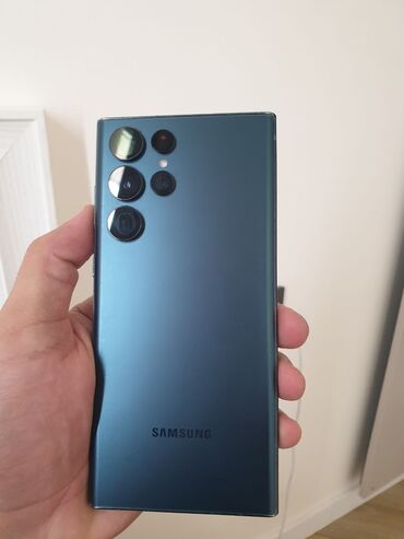 телефон жалалабат: Samsung Galaxy S22 Ultra, Колдонулган, 256 ГБ, түсү - Көк, 2 SIM