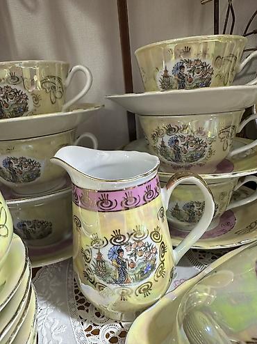английский тай: Чайный сервиз «Гейша-Мадонна» на 6 персон производства ГДР. Комплект — 4