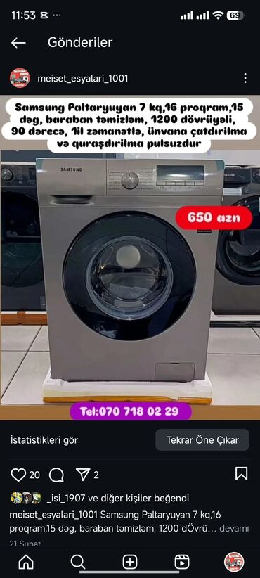 Paltaryuyan maşınlar: Paltaryuyan Anbardan satiş.Qimətlər aşagida qeyd olunub.Ünvana — 121