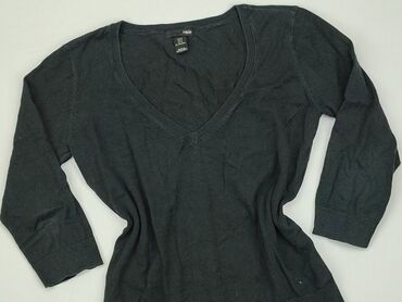 czarne t shirty w serek damskie: Sweter, H&M, M, stan - Dobry