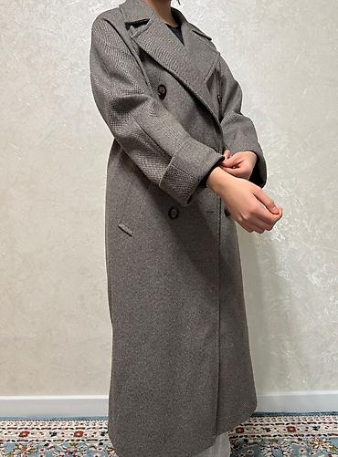 zara l: Пальто, Осень-весна, Кашемир, По колено, С поясом, 2XL — 9