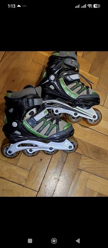 Roleri i rolšue: Roleri Power Slide – inline, 4 točka po cipeli. - Dizajn: crno‑zelena — 4