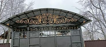 лаво: Кованые ворота с навесом и садовые лавочки - Металлические распашные — 4