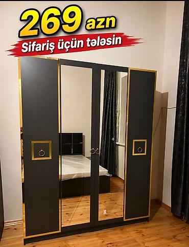 2 ci el guzgu: Güzgülü qarderob şkafı – 4 qapılı, müasir dizayn. - Rəng: tünd — 1