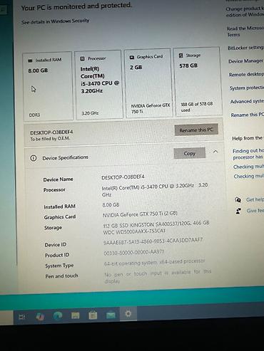 komputer dest: Masa üstü kompyuter. İntel core i 5 . gti 750Ti. Oyun və iş üçün — 2