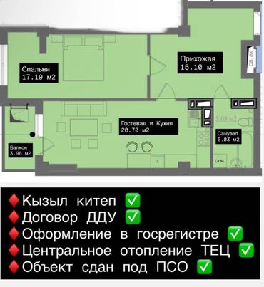 квартира за 10 тысяч в месяц: 2 комнаты, 62 м², Элитка, 10 этаж, ПСО (под самоотделку)