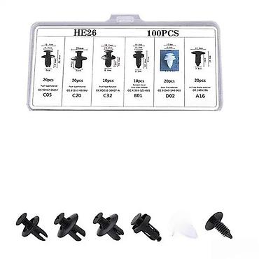 nitne za kozu: ZABICE ZA AUTO - SET 100KOM - KOPCE | Set zabica za auto. Set — 4