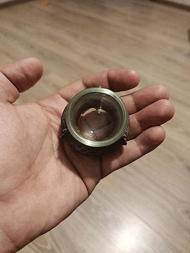 ramazan dekor: Bürüncdən dekorativ stend – şüşə linzalı duz qabi - Material: tökmə — 2