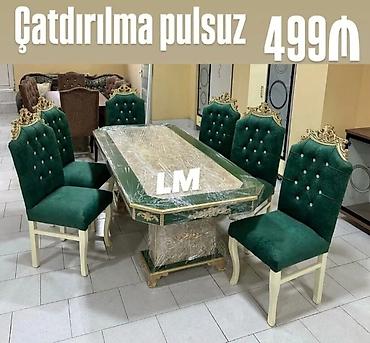 yeni stol: Qonaq otağı üçün, Yeni, Açılmayan, Dördbucaq masa, 6 stul — 1