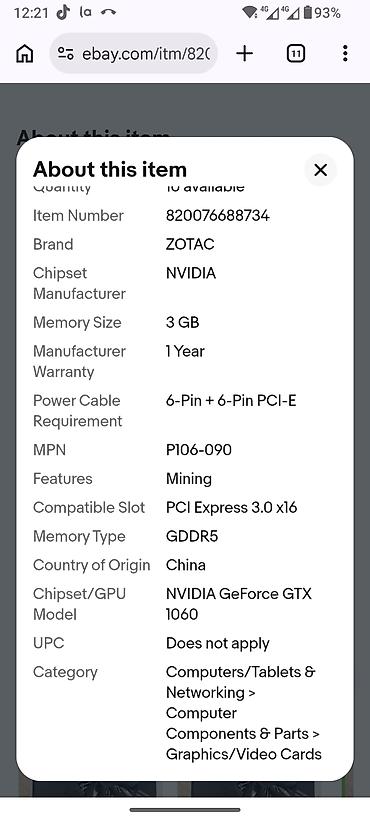 s21 plus ekran: ZOTAC NVIDIA GeForce P106-90 (P106-090) 3 (4) GB GDDR5 qrafik kartı - — 2