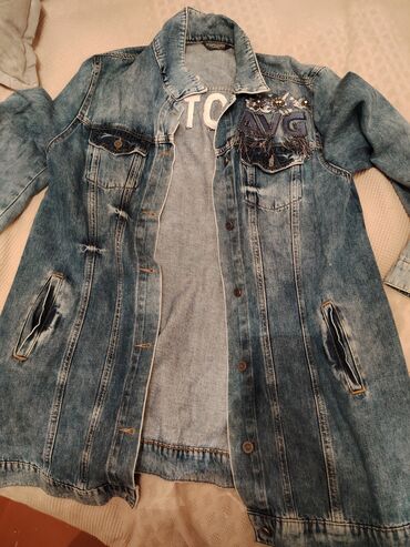 toxunma yun donlar: Qadınlar üçün uzun denim gödəkçə - Material: orta qalınlıqda cins