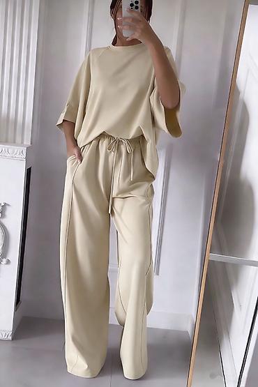 Kompleti: 💫Topkomplet – široke pantalone i oversize majica kratkih rukava ✅3200 — 4