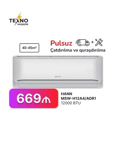 Kondisionerlər: Kondisioner 40-45 kv. m, Split sistem, Kredit yoxdur, Pulsuz quraşdırılma