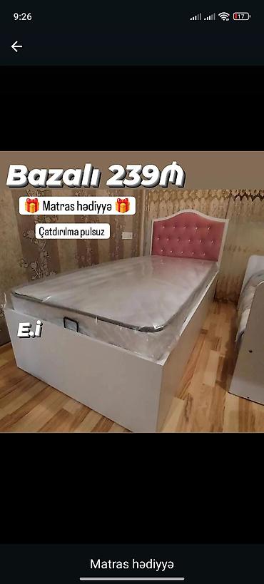 tek neferlik yataq bazali: Yeni, Təknəfərlik çarpayı, Bazalı, Matras ilə — 1