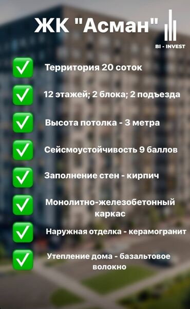 Продажа квартир: Продаётся 3к кв 73.5 кв.М жк асман ск би-инвест 8 этаж из 12 ✔️ сдача