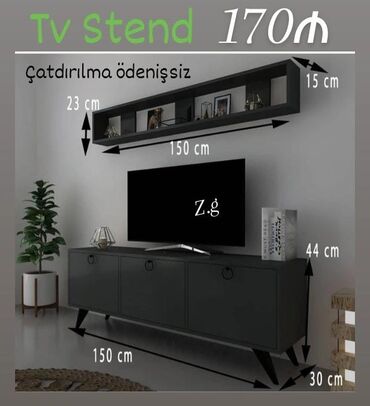 Dolablar: *Tv Stend 💫 170Azn* ✔️Material:Rusiya Laminat 18/lik *◽Rəng seçimi