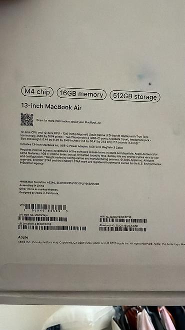 macbook m4 air: MacBook Air 13.6" (2025) — чип Apple M4, серебристый КОРОБКА ИМЕЕТСЯ! — 2