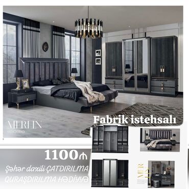 Sifarişlə mebel: *yeni fabrik istehsalı YATAQ mebeli SATILIR*‼️ Qiymət 1100₼ Matras