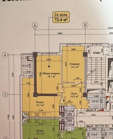 сдаю квартиру район политех: 2 комнаты, 72 м², Элитка, 5 этаж, ПСО (под самоотделку)