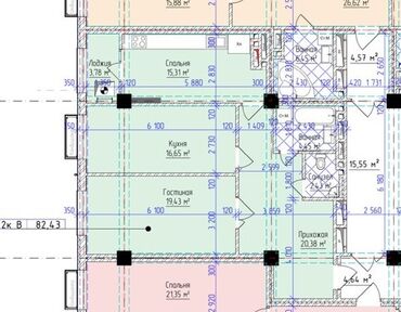 квартира памир строй: 2 бөлмө, 82 кв. м, Элитка, 3 кабат, ПСО (өзү оңдоп түзөтүп бүтүү үчүн)
