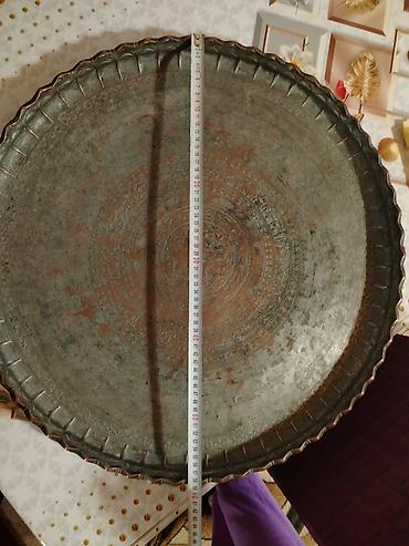 Böyük ölçülü əl işı mis/bakır sini (tabaq) - Material: döymə mis