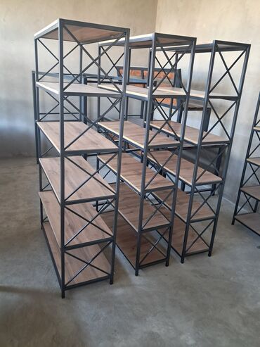 Книжные полки: Металлическая - Тип: Стеллаж - Стиль: Лофт/Индустриальный - Материал — 13