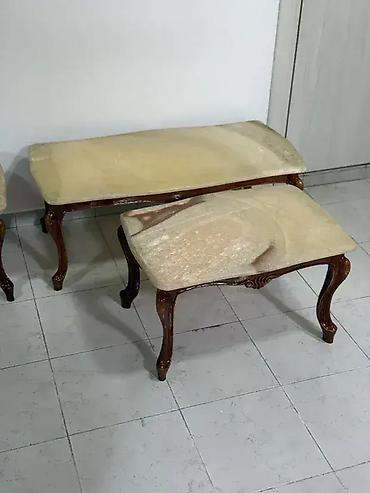 drveni ofingeri: Set stolova drvo / oniks (3 komada) Veći sto: 330 € Širina: 100 cm — 4